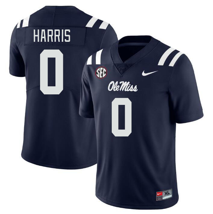 Ole Miss Rebels #0 Joshua Harris College Football Jerseys Stitched Sale-Navy